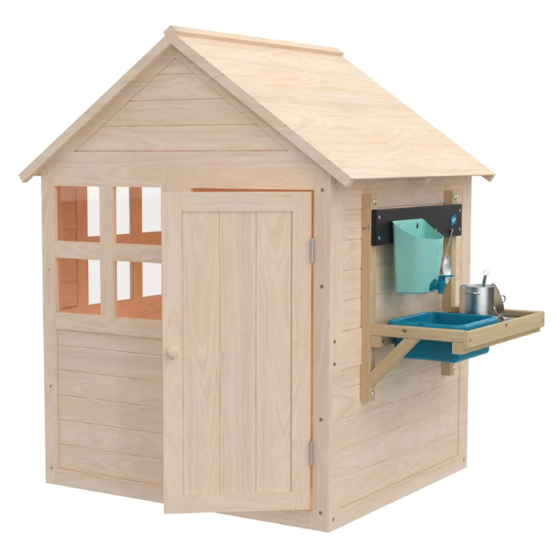 Buttercup Cottage Wooden Playhouse with Floor and Mud Kitchen - FSC® certified