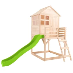 Buttercup Cottage Wooden Playhouse with Deck & 6ft Wavy Slide - FSC® certified