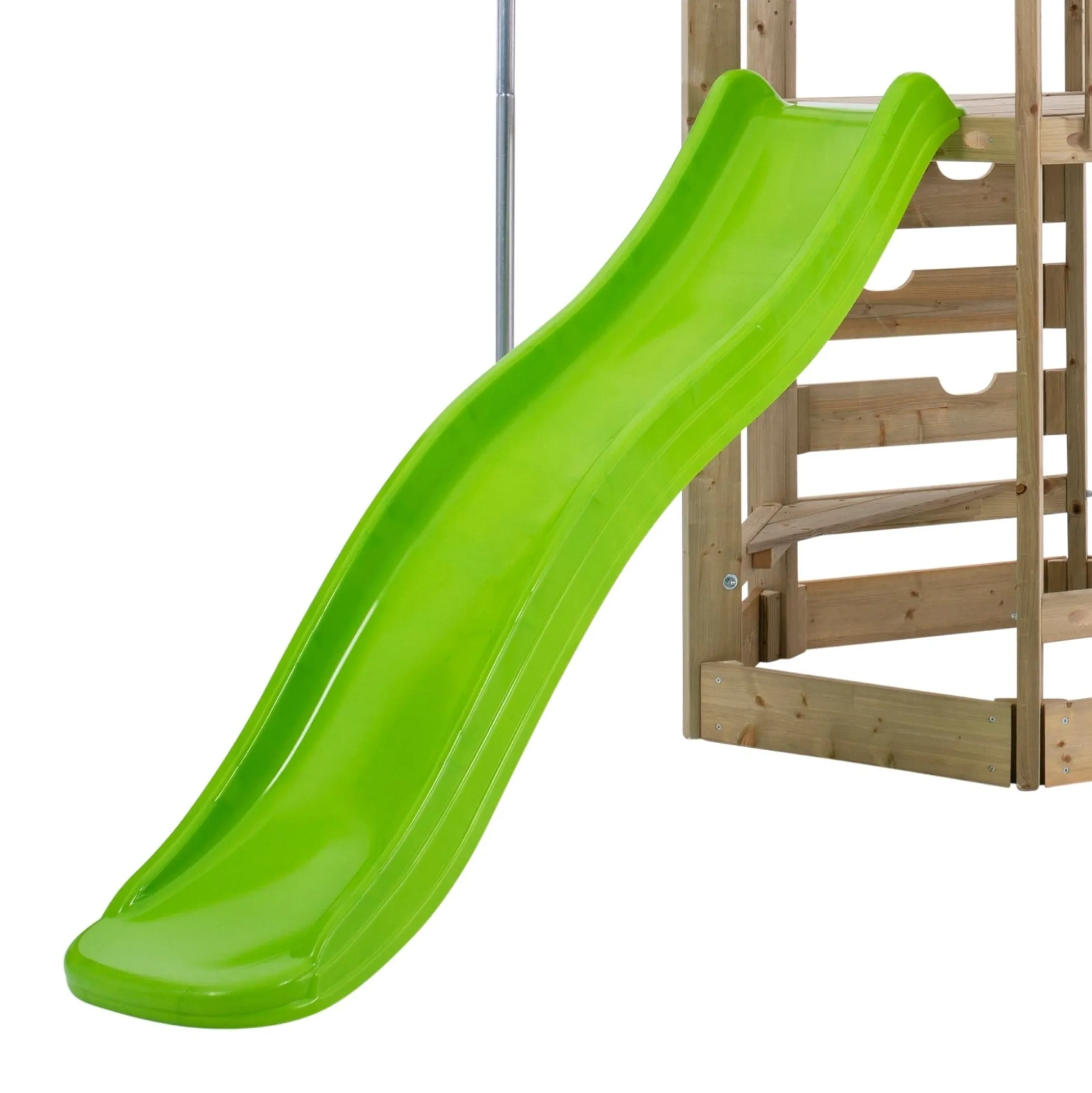 Castlewood climbing frame with Double Wooden Swing Arm & 1.8m Wavy Slide - FSC® certified
