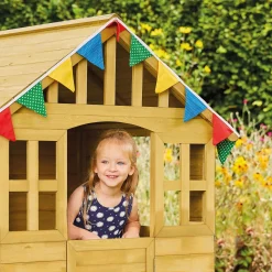 Dandelion Cottage Playhouse with Mud Kitchen, Table & Bench and Shutters - FSC® certified