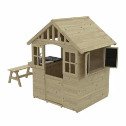 Dandelion Cottage Playhouse with Mud Kitchen, Table & Bench and Shutters - FSC® certified