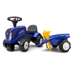 Falk New Holland Ride-on Tractor with Trailer, Rake & Shovel