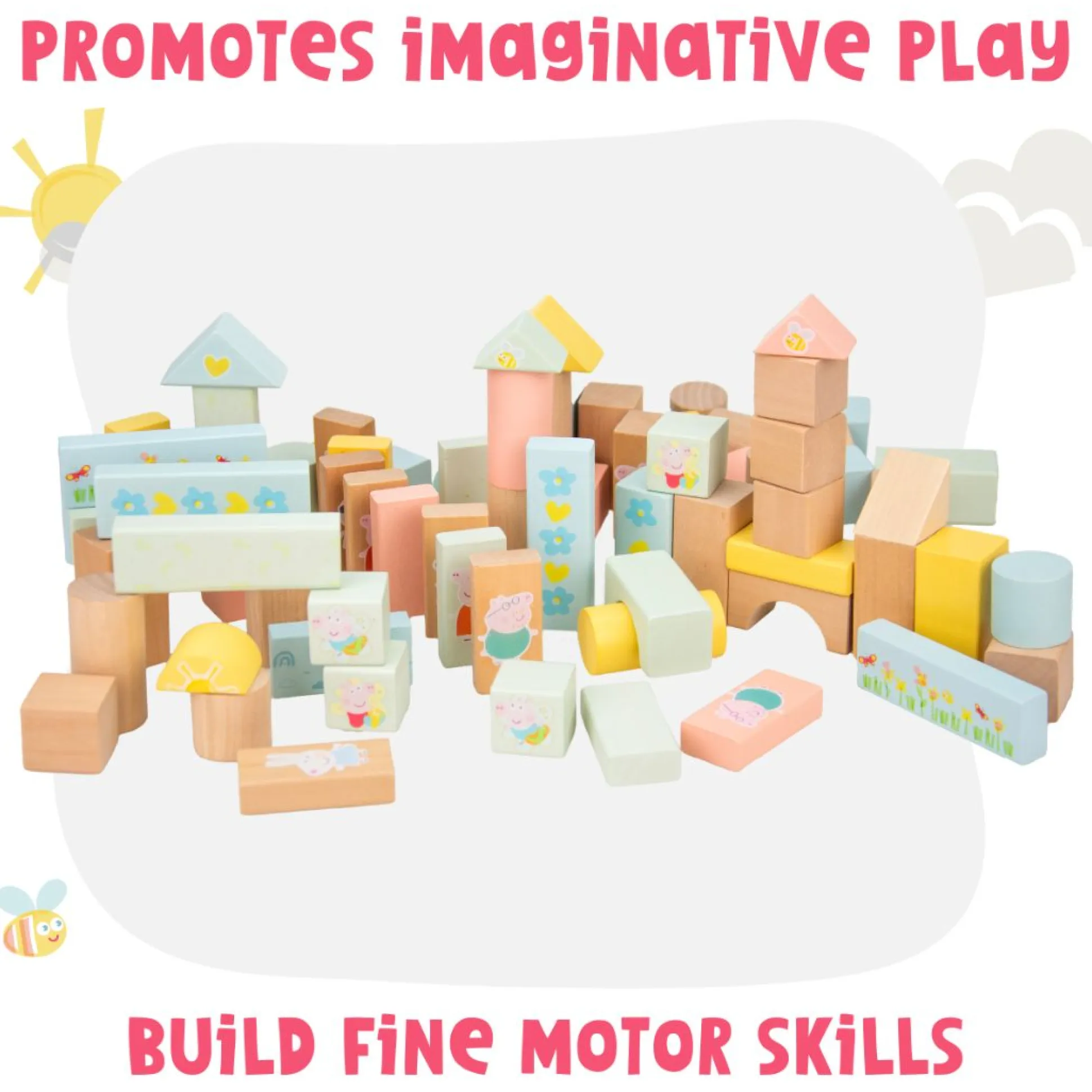 Grow with Peppa Pig 80 Piece Wooden Block Set