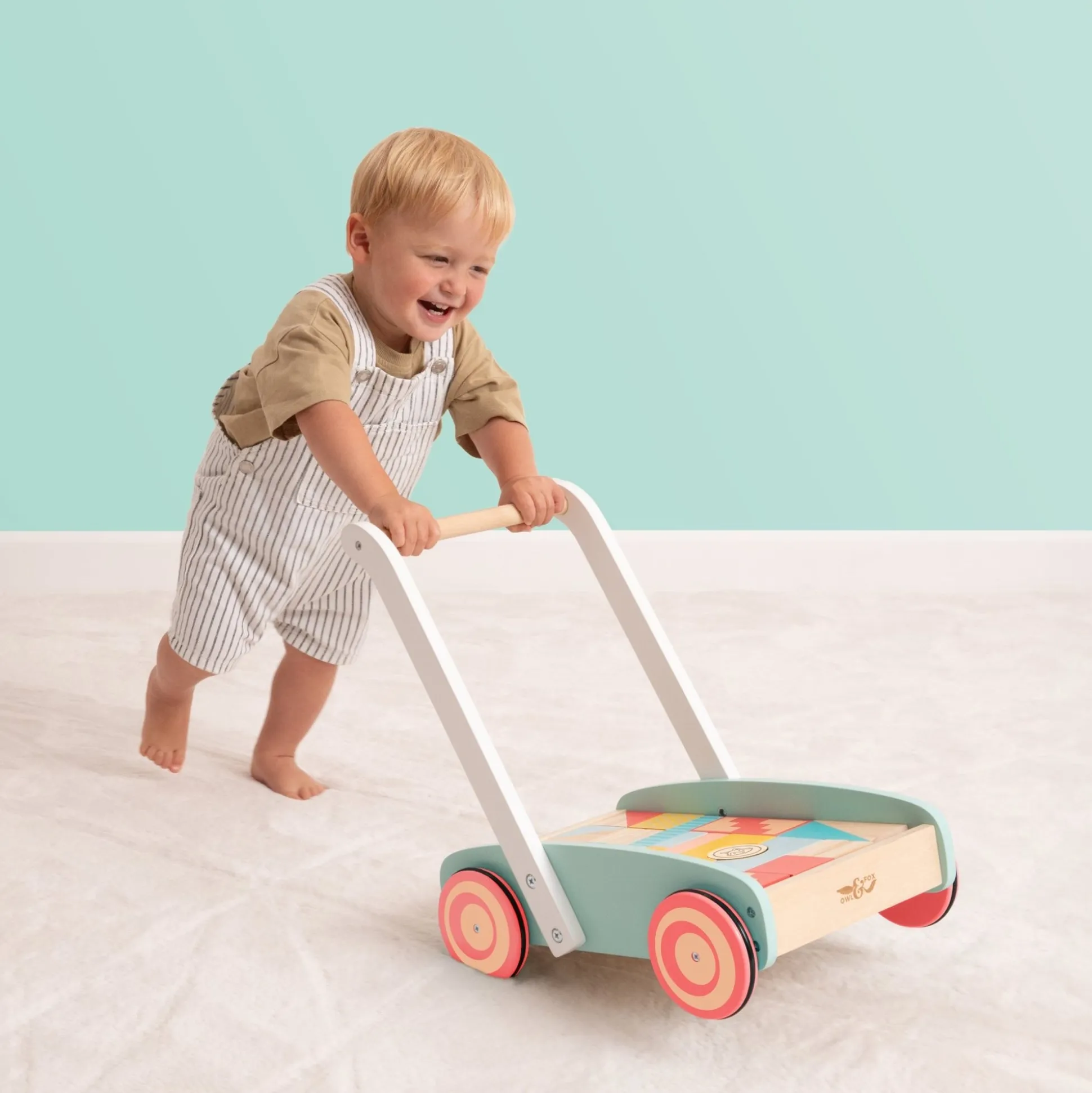 Owl & Fox Wooden Baby Walker and Blocks - FSC® certified