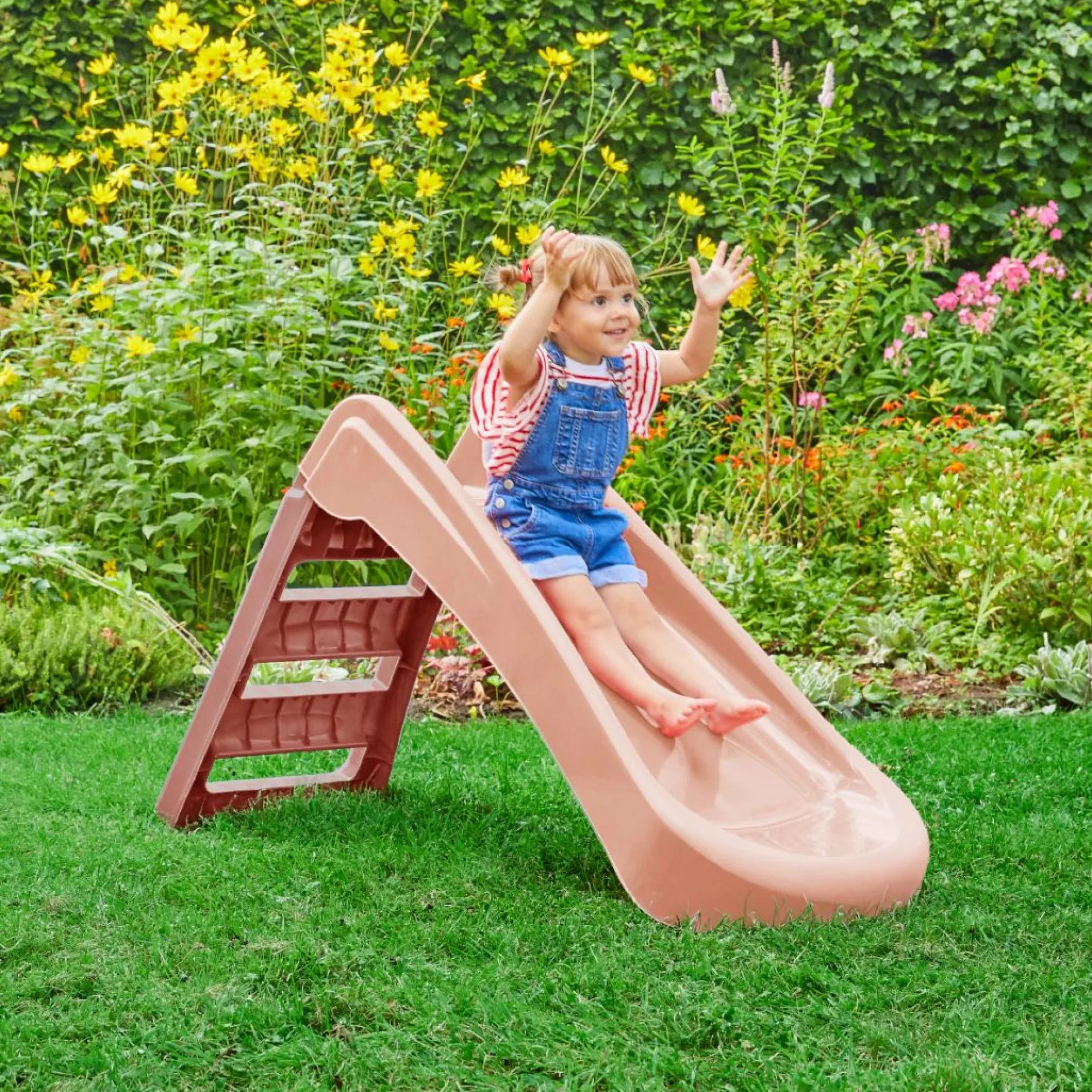 PalPlay Pink Blush Plastic 4ft Folding Slide