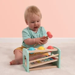 The Energetic Play Pack: TP Active-Tots Pikler Style Wooden Climbing Triangle with Owl & Fox Hammer Bench and Owl & Fox Xylophone