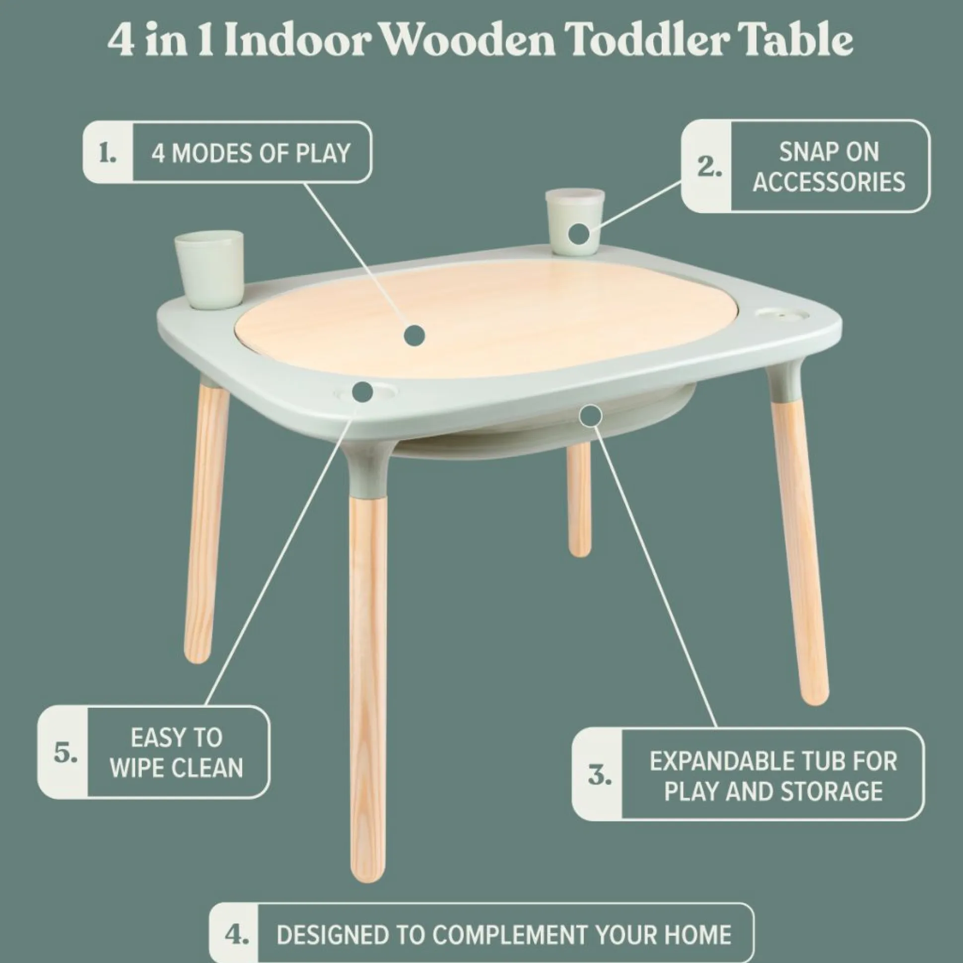 TP Active-Tots Pikler Style 4 in 1 Wooden Play Table - FSC® certified
