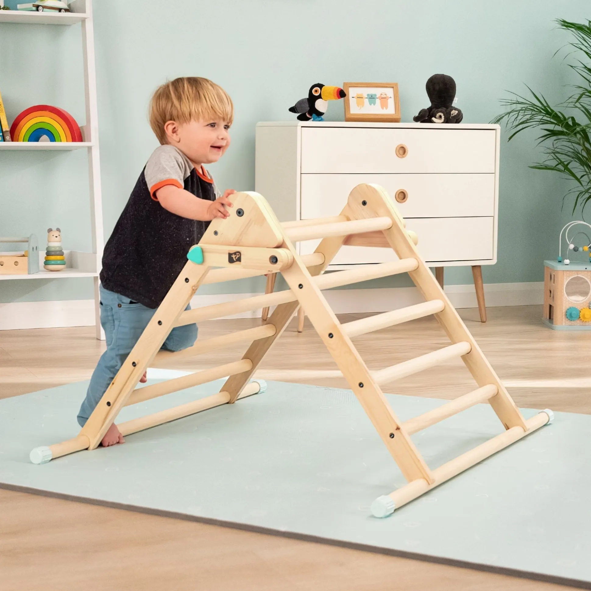 TP Active-Tots Pikler Style Wooden Climbing Triangle With Wooden Play Easel - FSC® certified