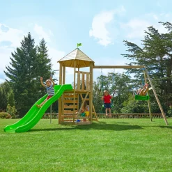 TP Castlewood Beeston Wooden Climbing Frame with Swing Set & Slide - FSC® certified
