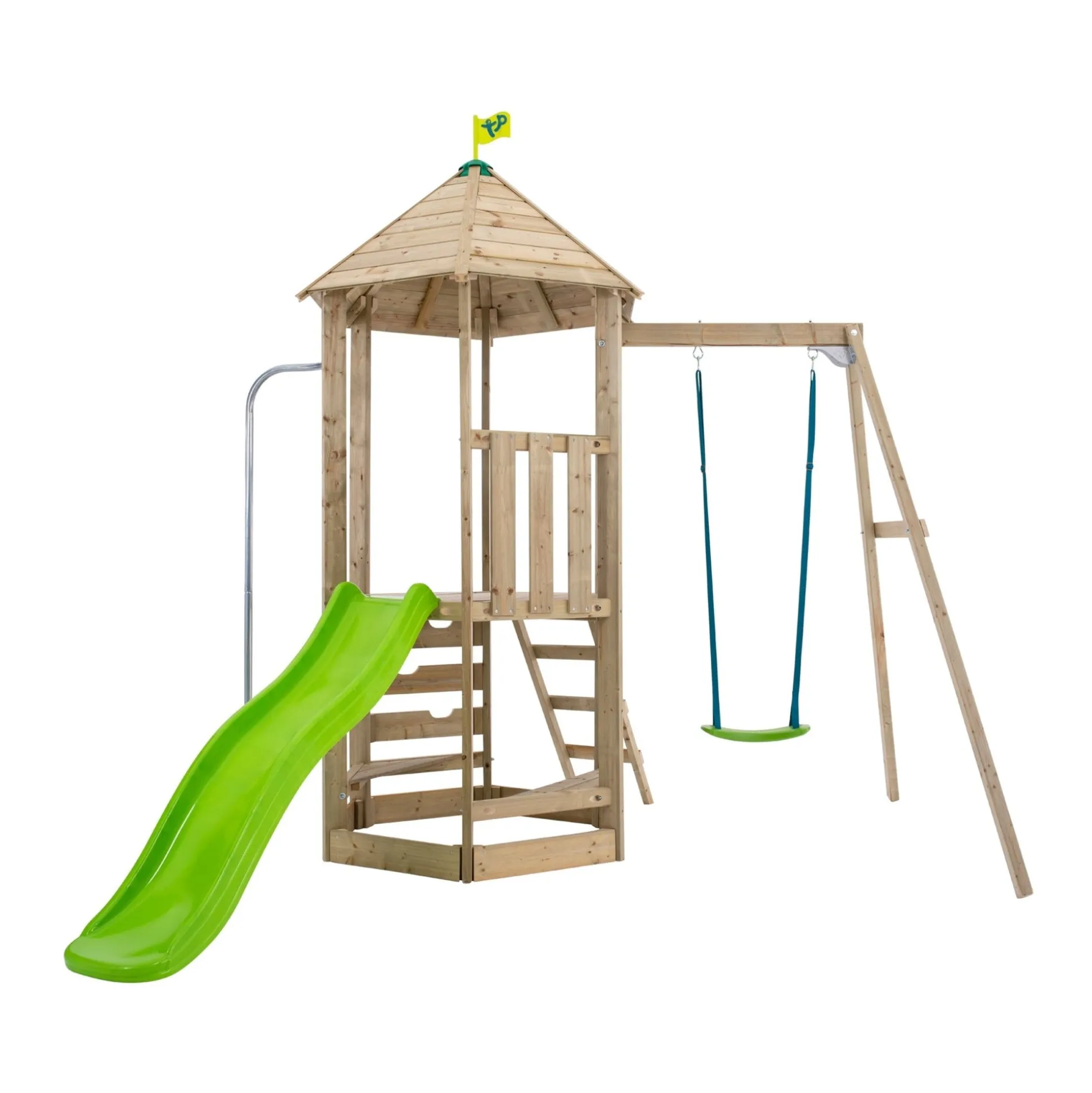 TP Castlewood Ludlow Wooden Climbing Frame with Single Swing Set & Slide - FSC® certified