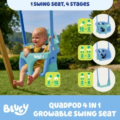 TP Deluxe Double Metal Swing with Rapide & Bluey Quadpod seats