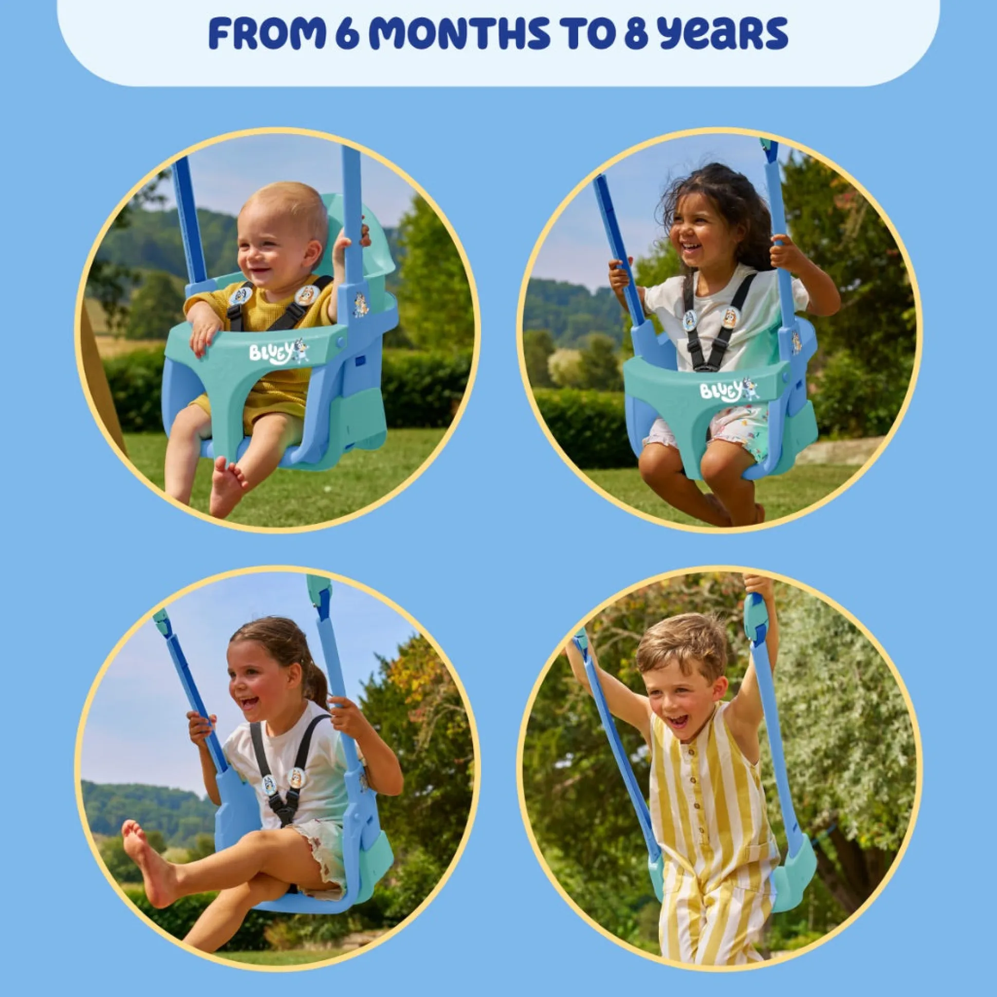 TP Deluxe Double Metal Swing with Rapide & Bluey Quadpod seats