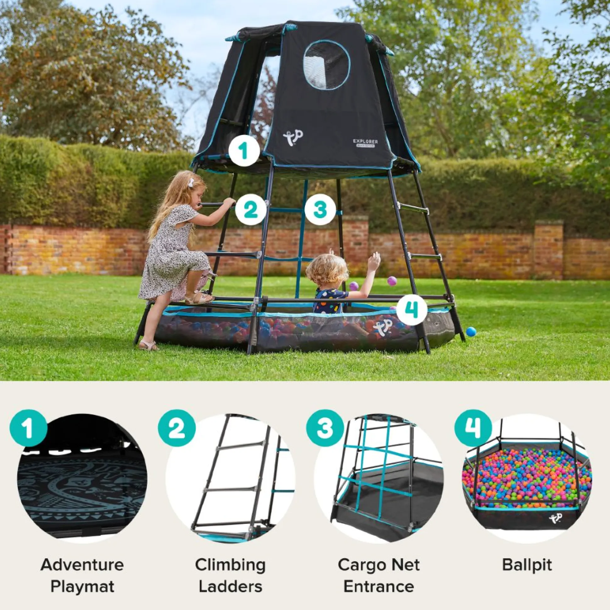 TP Explorer Metal Climbing Frame Set with Monkey Bridge Black Edition