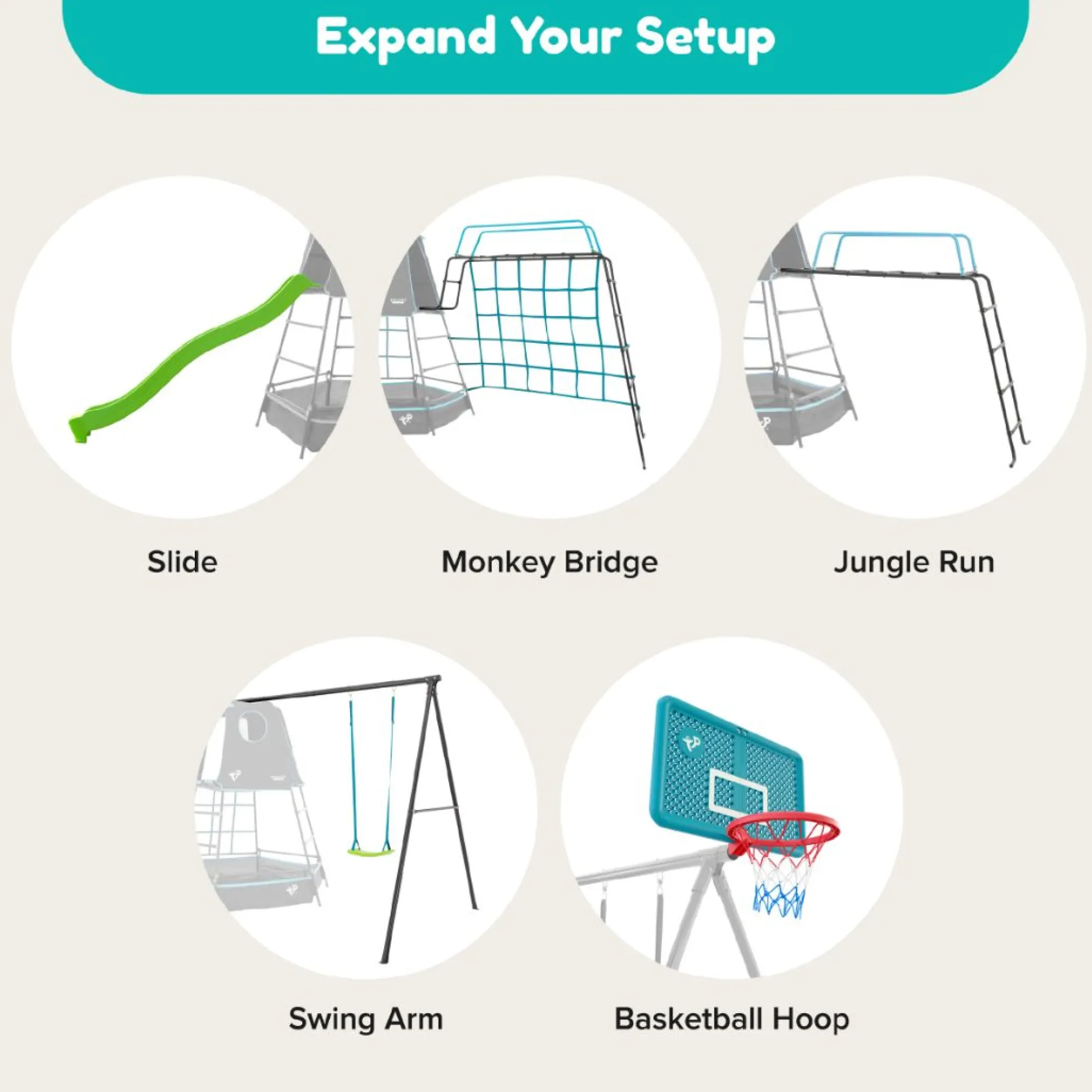 TP Explorer Metal Climbing Frame Black Edition, Ripple Slide, Swing Arm, Jungle Run & Basketball Hoop