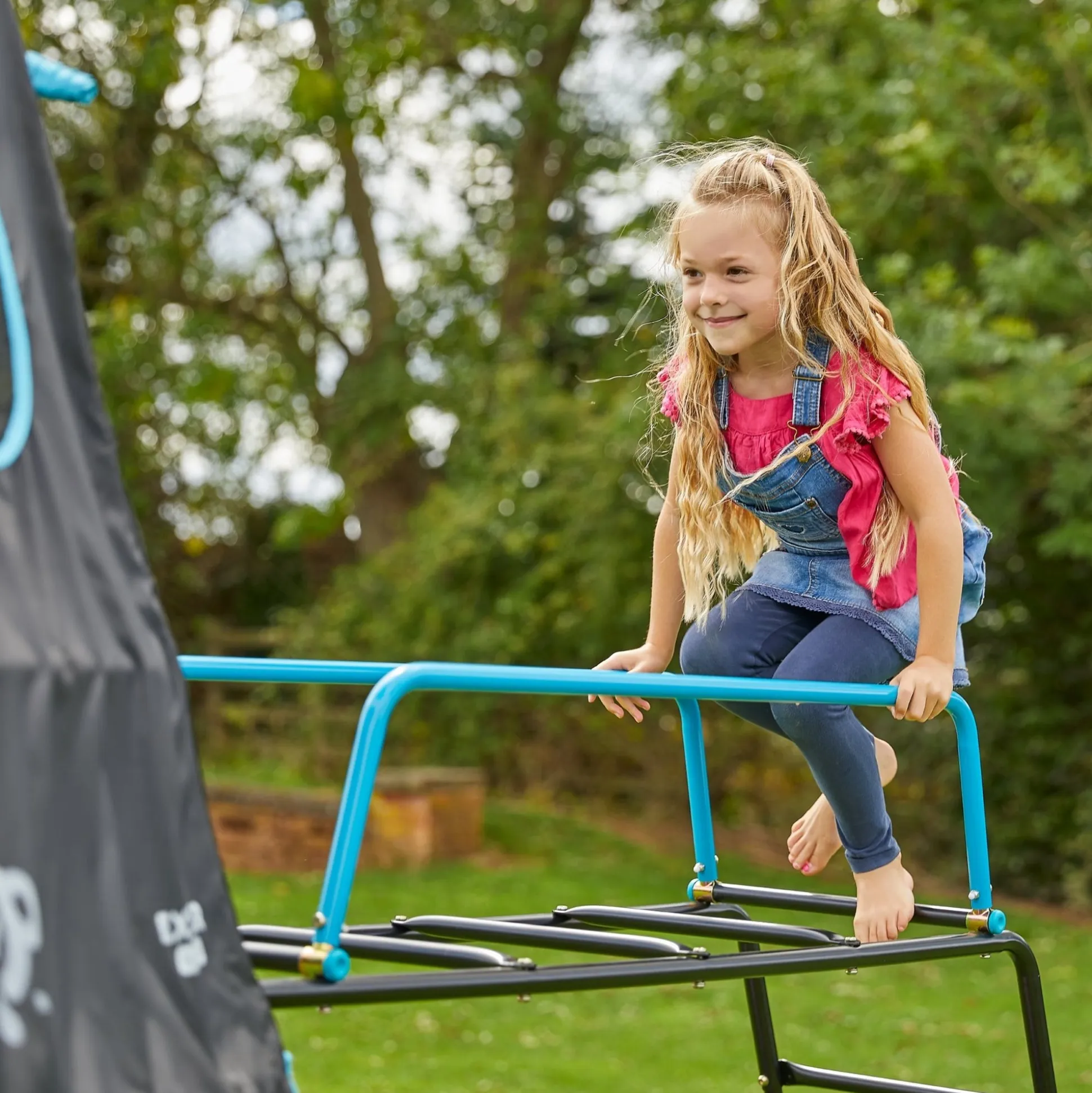 TP Explorer Metal Climbing Frame Black Edition, Ripple Slide, Swing Arm, Jungle Run & Basketball Hoop