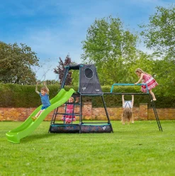 TP Explorer Metal Climbing Frame Set with Ripple Slide and Jungle Run Black Edition
