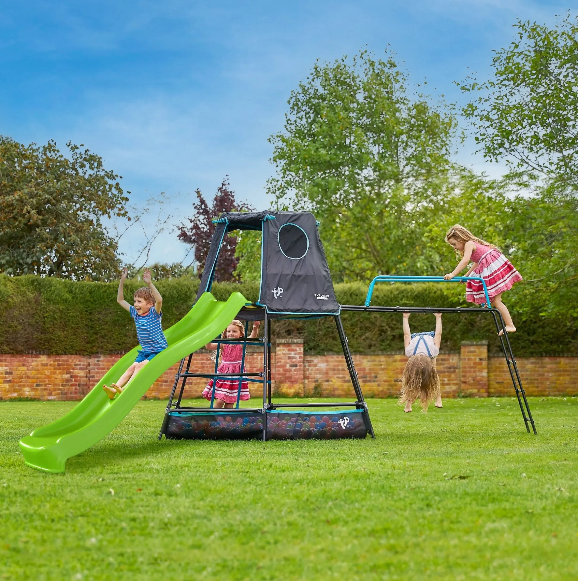 TP Explorer Metal Climbing Frame Set with Ripple Slide and Jungle Run Black Edition