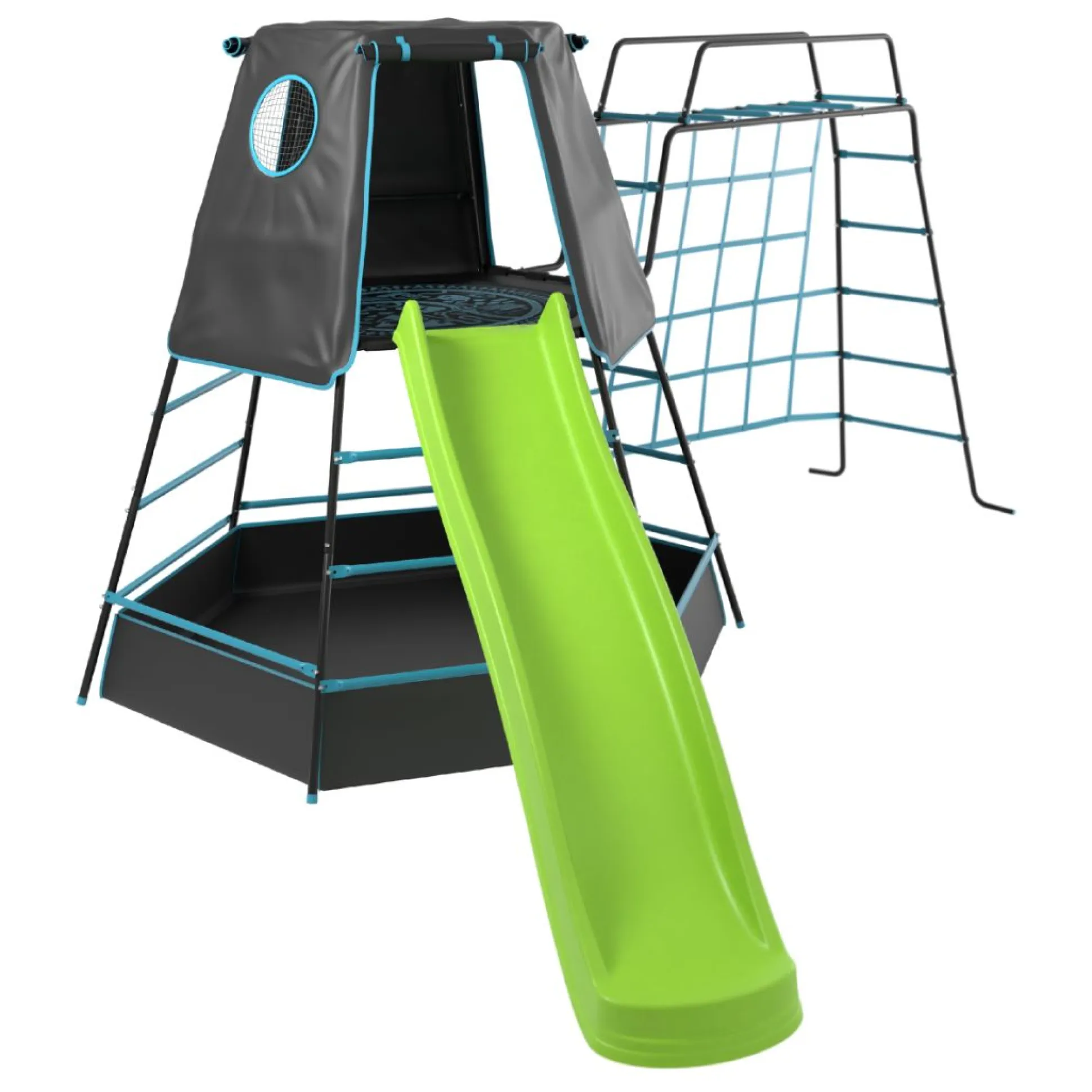 TP Explorer Metal Climbing Frame Set with Monkey Bridge & Ripple Slide Black Edition