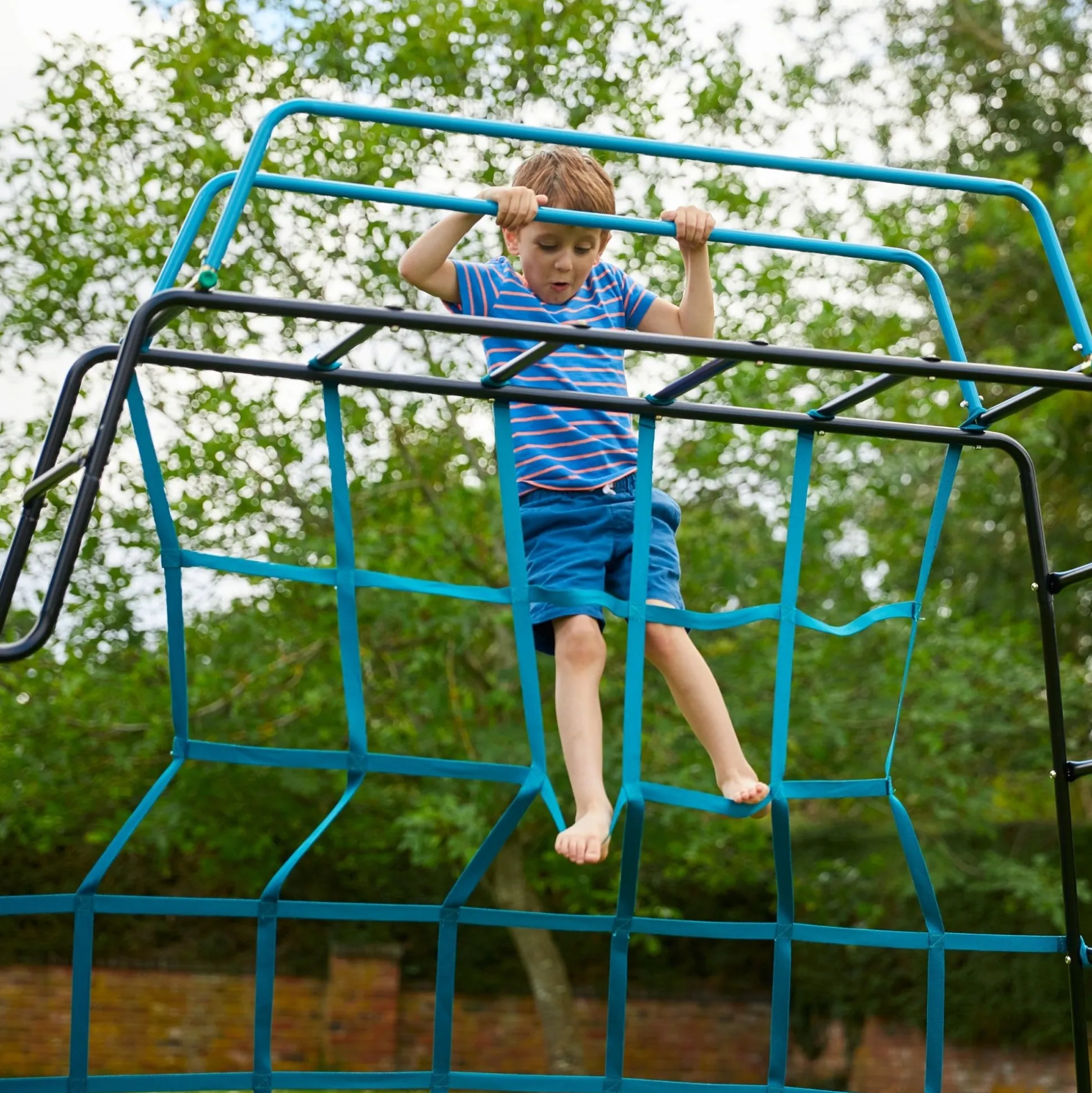 TP Explorer Metal Climbing Frame Set with Monkey Bridge & Ripple Slide Black Edition