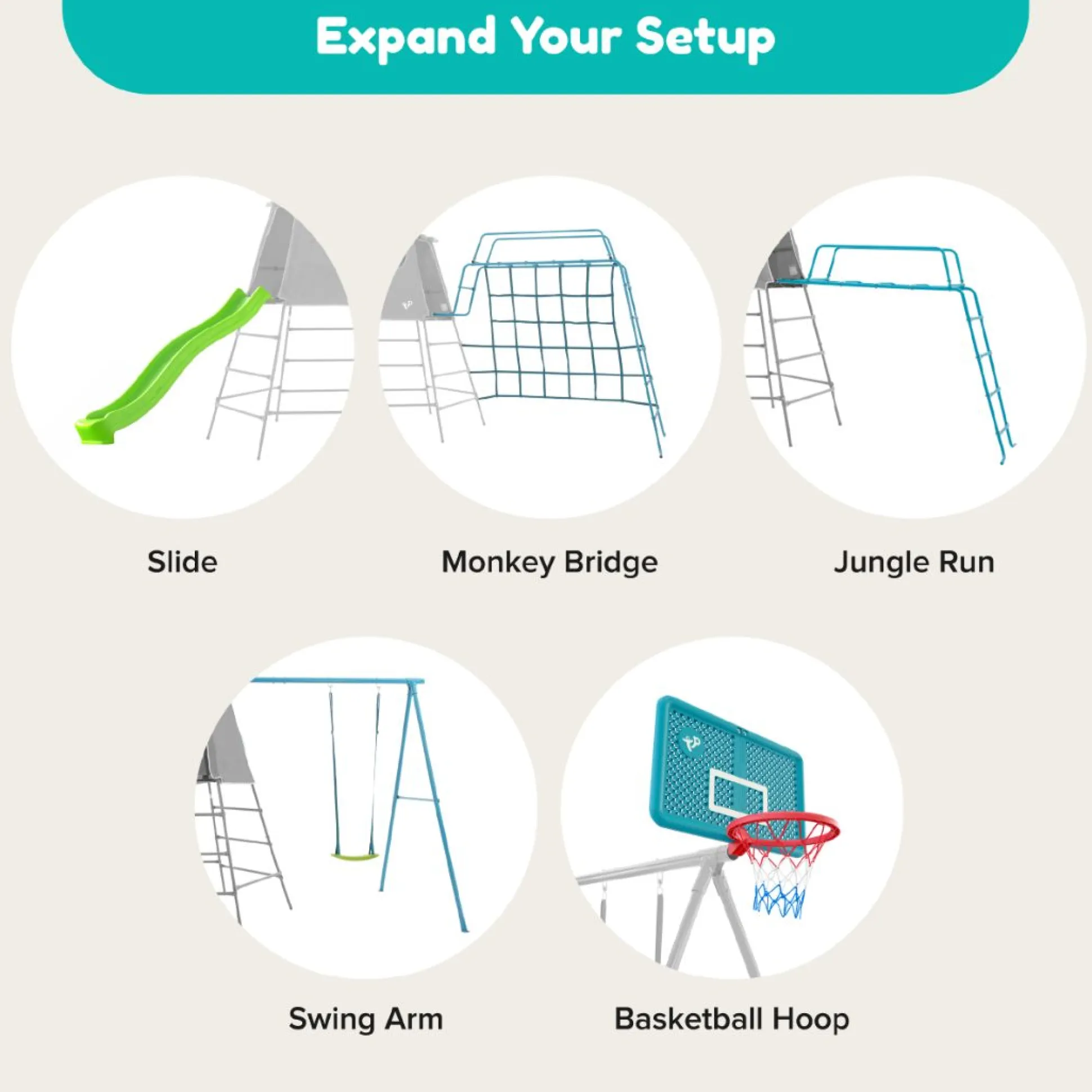 TP Explorer Metal Climbing Frame with 8ft Ripple Slide and Monkey Bridge