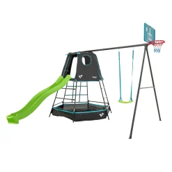 TP Explorer Metal Climbing Frame Set & Ripple Slide, Swing and Basketball Black Edition