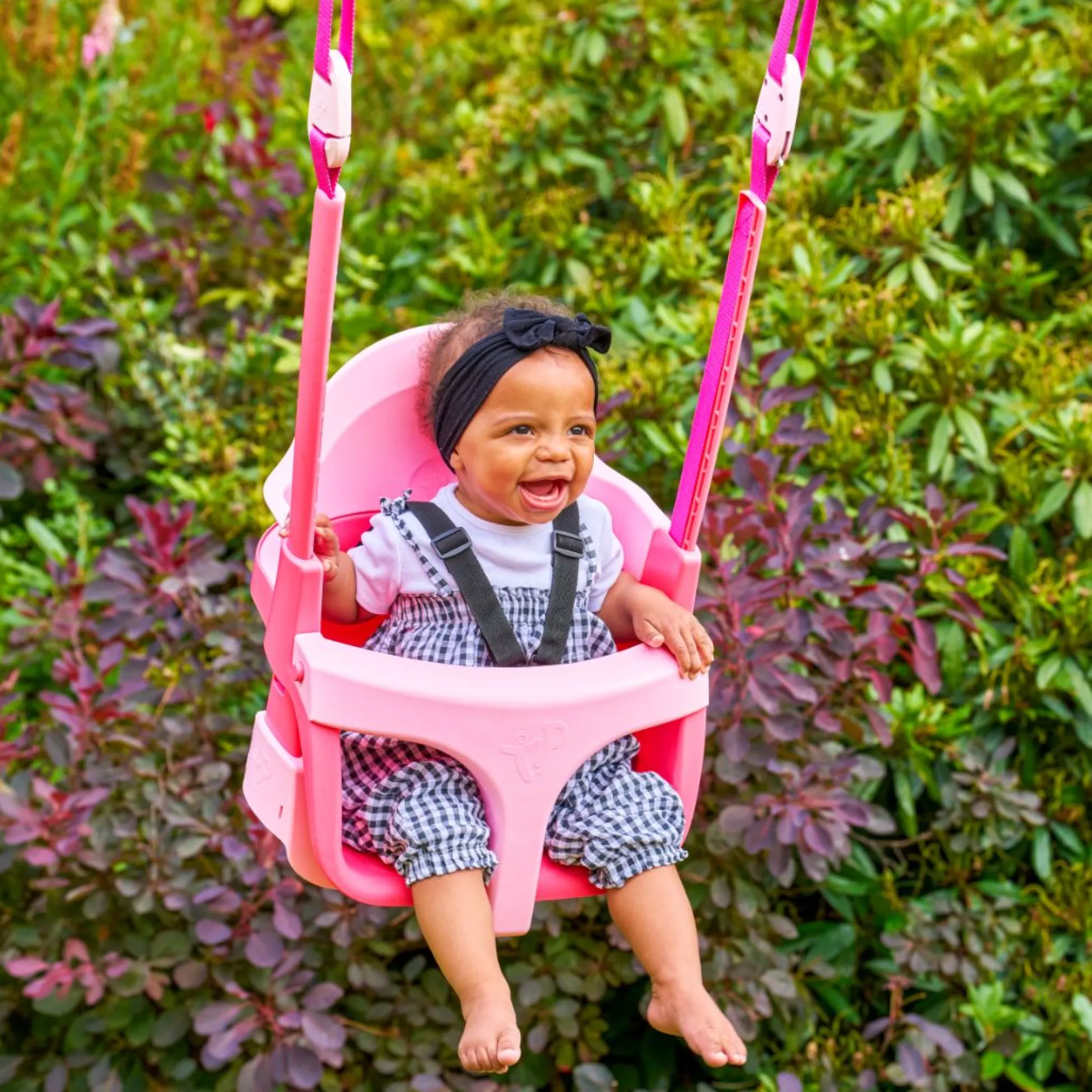 TP Forest Toddler Wooden Pink Quadpod Swing Set & Slide - FSC® certified