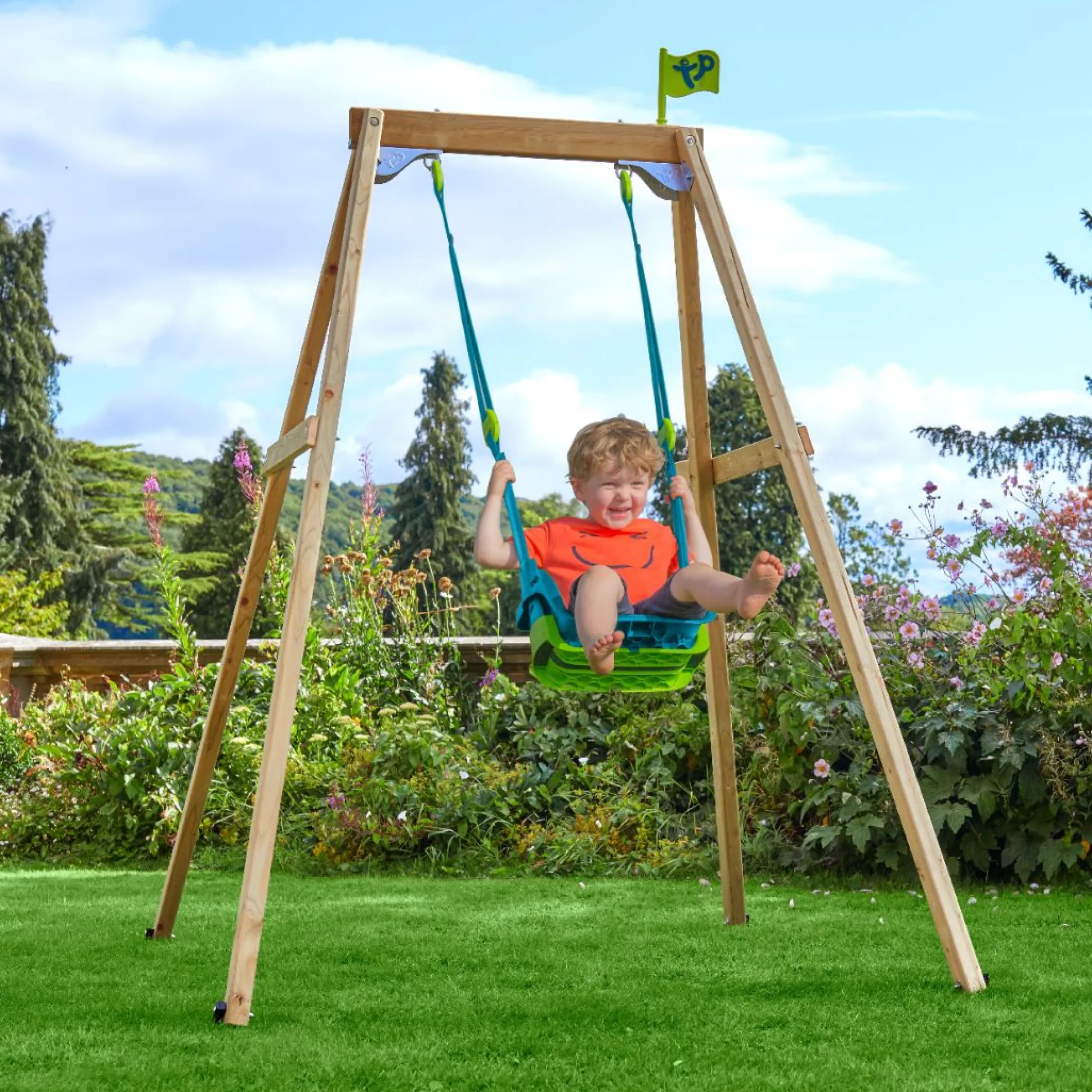 TP Forest Wooden Single Swing with Quadpod - FSC® certified