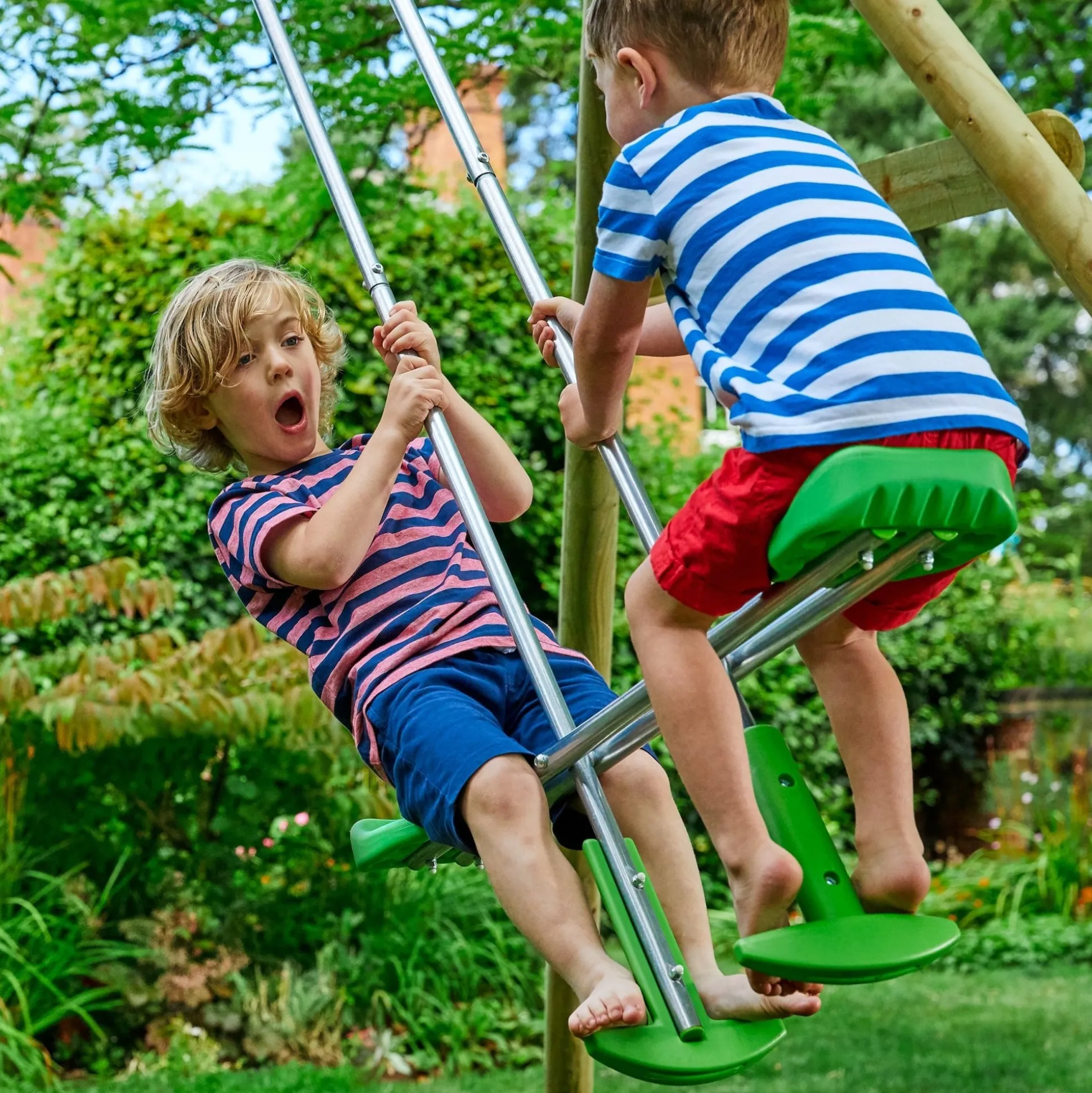 TP Kingswood Double Squarewood Swing Set with Glider - FSC® certified
