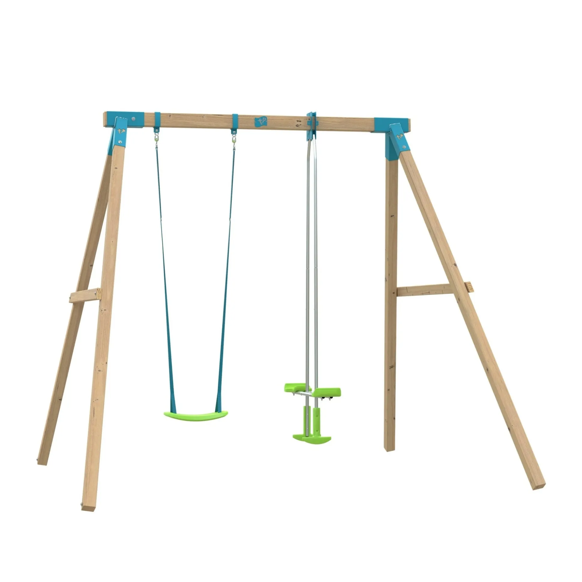 TP Kingswood Double Squarewood Swing Set with Glider - FSC® certified