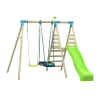 TP Knightswood Double Wooden Swing & Slide with Rapide Seat & Pirate Boat Seat