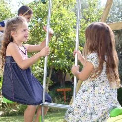 TP Knightswood Double Wooden Swing Set With Glide Ride