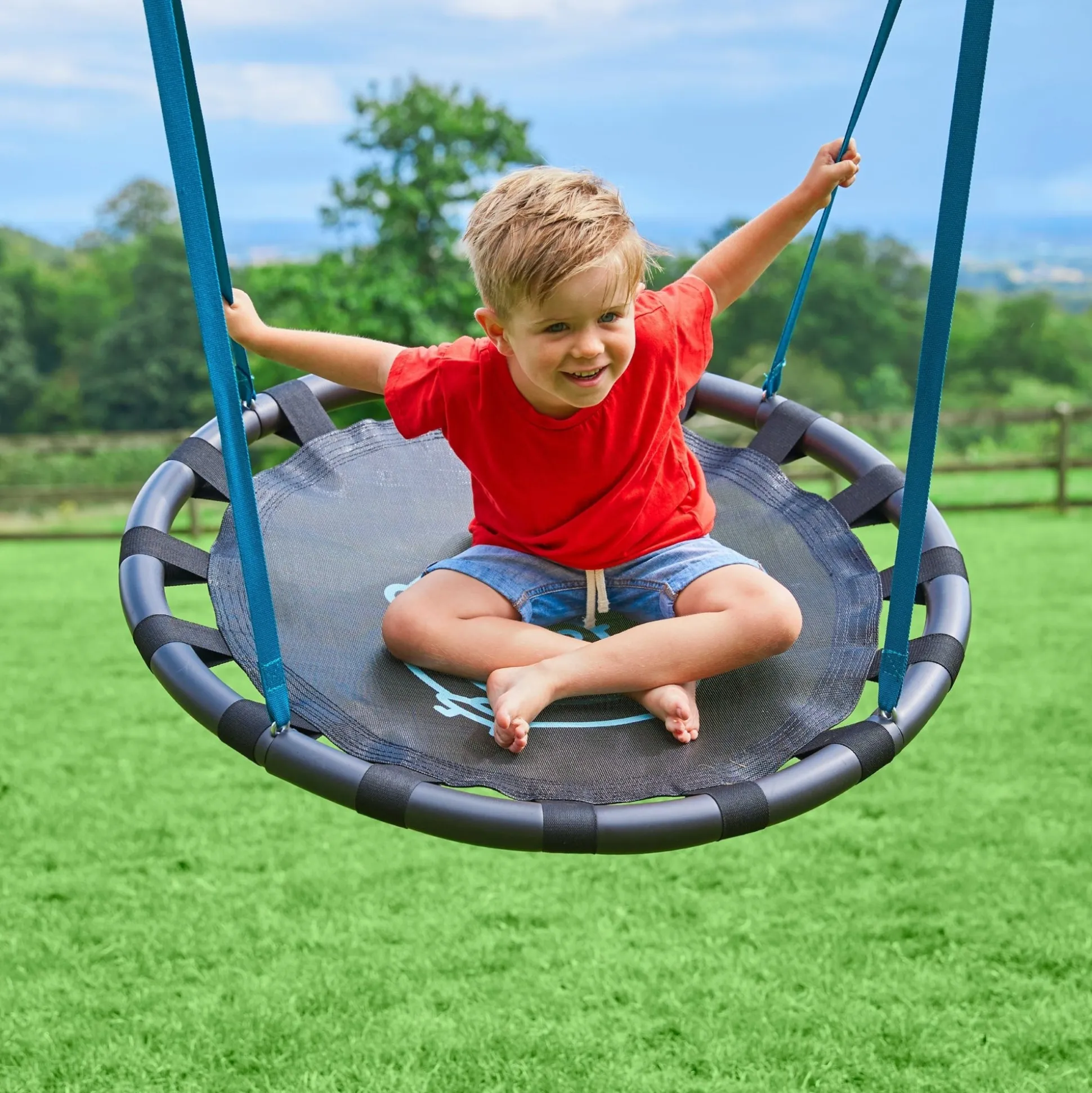 TP Knightswood Double Wooden Swing Set With Nest Swing & Basketball Hoop - PEFC Certified
