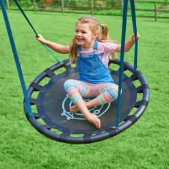 TP Knightswood Double Wooden Swing Set With Nest Swing & Basketball Hoop - PEFC Certified