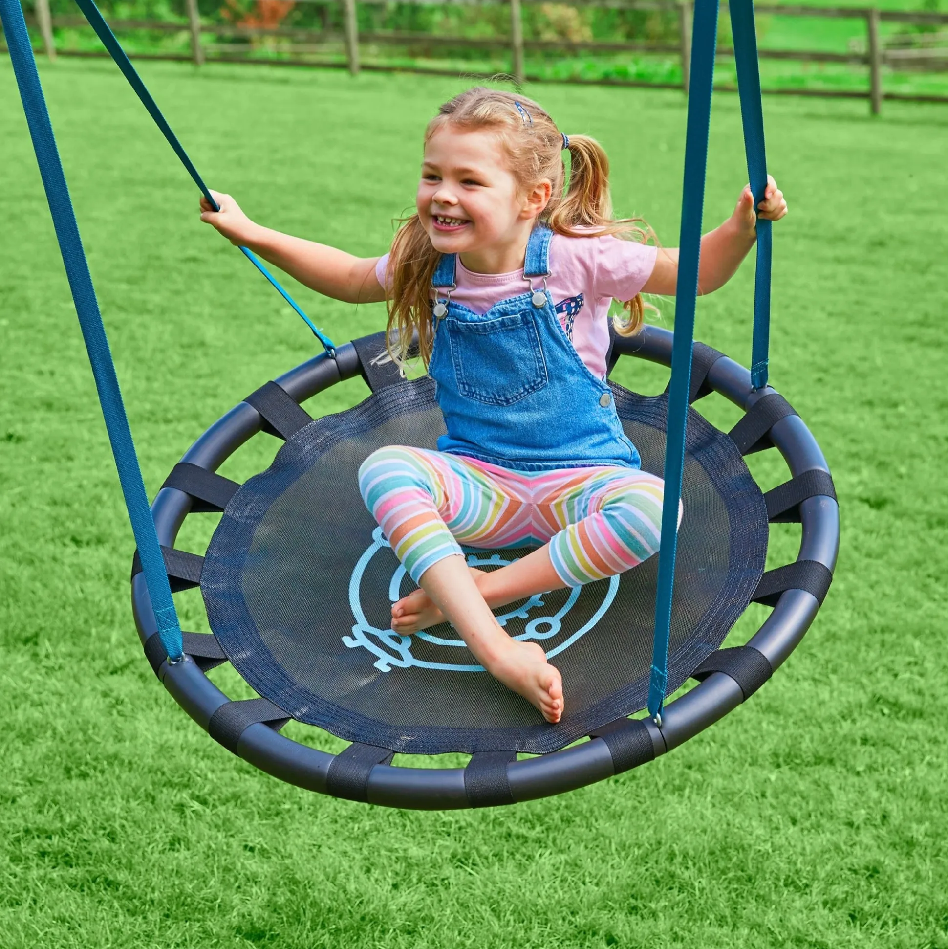 TP Knightswood Double Wooden Swing Set With Nest Swing & Basketball Hoop - PEFC Certified