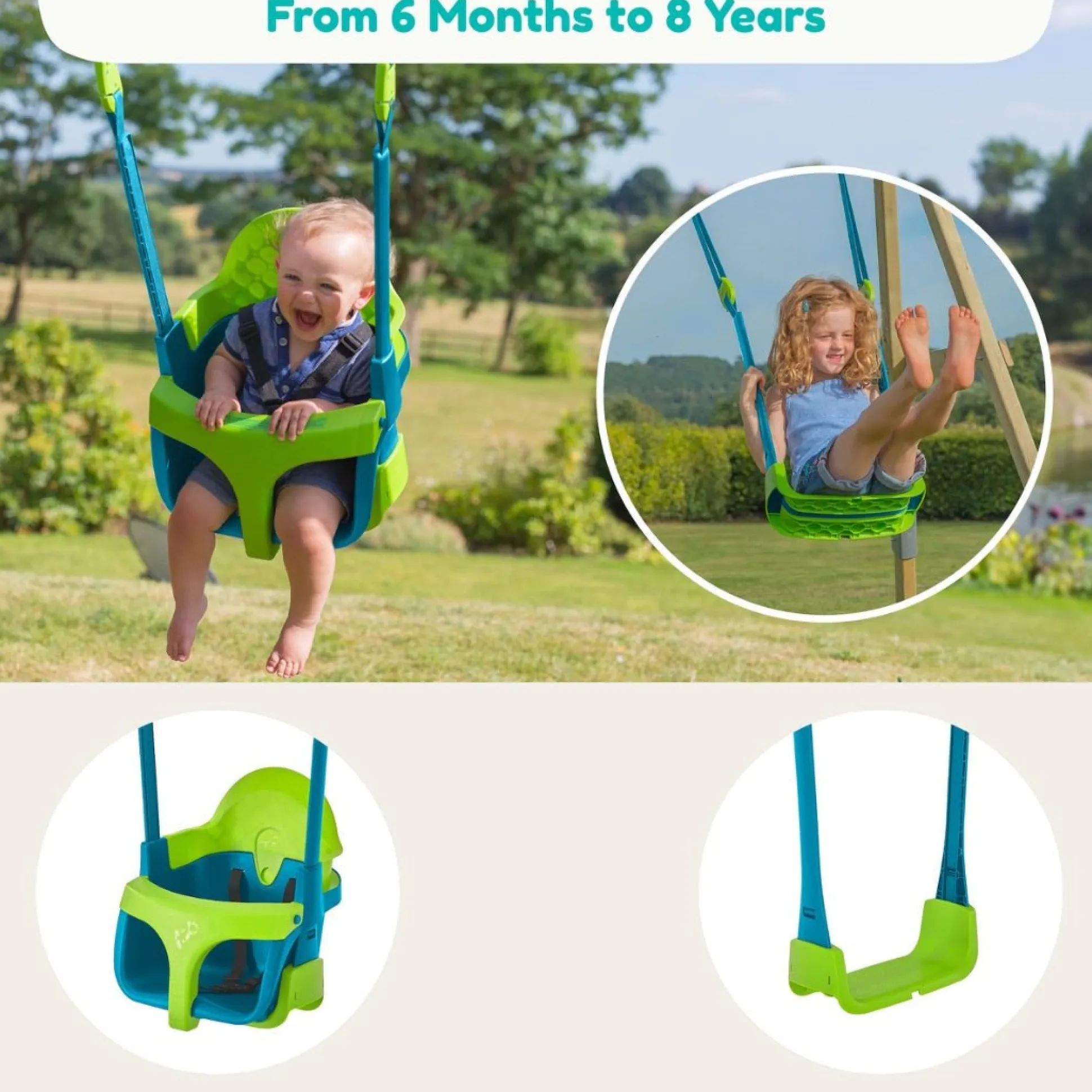 TP Knightswood Double Wooden Swing Set With Rapide & Quadpod swing seats - PEFC Certified