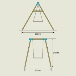 TP Knightswood Single Wooden Swing Set With Nest Swing - FSC® certified