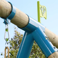 TP Knightswood Triple Wooden Swing Set With Glide Ride And Button Seat