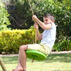 TP Knightswood Triple Wooden Swing Set With Glide Ride And Button Seat