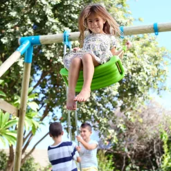 TP Knightswood Triple Wooden Swing Set With Glide Ride