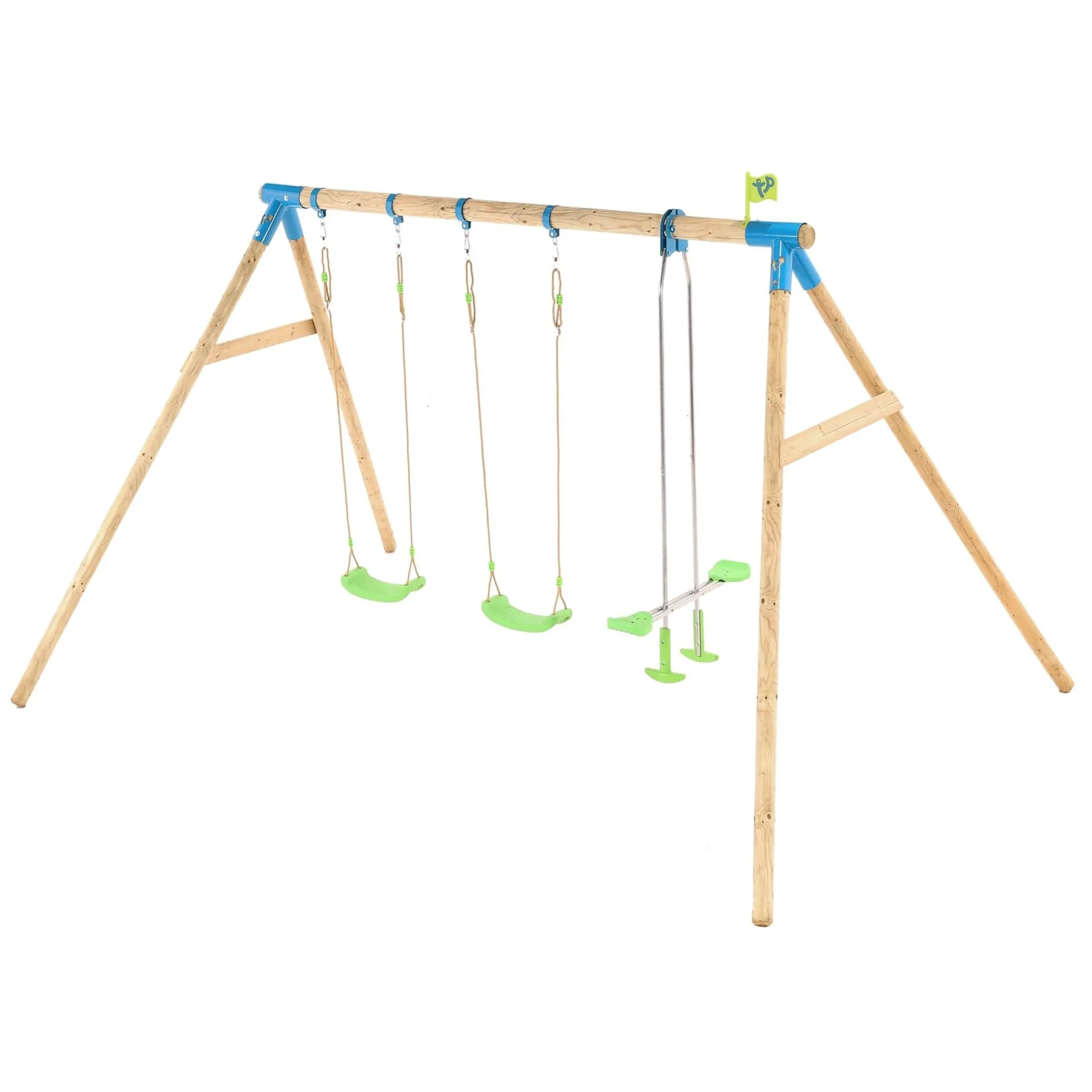 TP Knightswood Triple Wooden Swing Set With Glide Ride