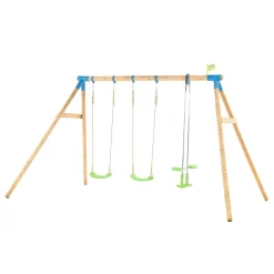 TP Knightswood Triple Wooden Swing Set With Glide Ride