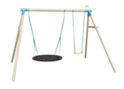 TP Knightswood Triple Wooden Swing Set With Giant Nest Swing - PEFC Certified