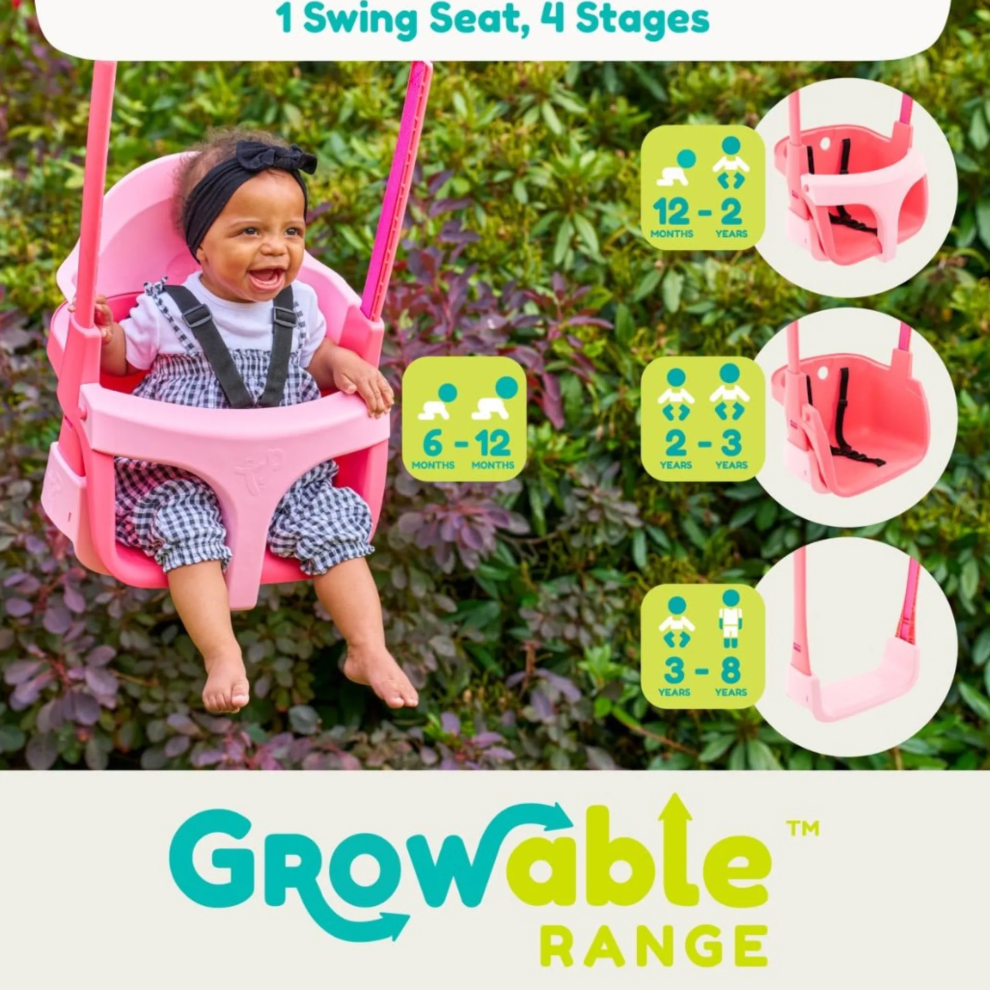 TP Quadpod® Pink Baby Swing Seat