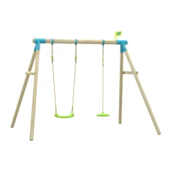 TP Sherwood Double Wooden Swing Set with Rapide Swing & Button Seat - PEFC certified