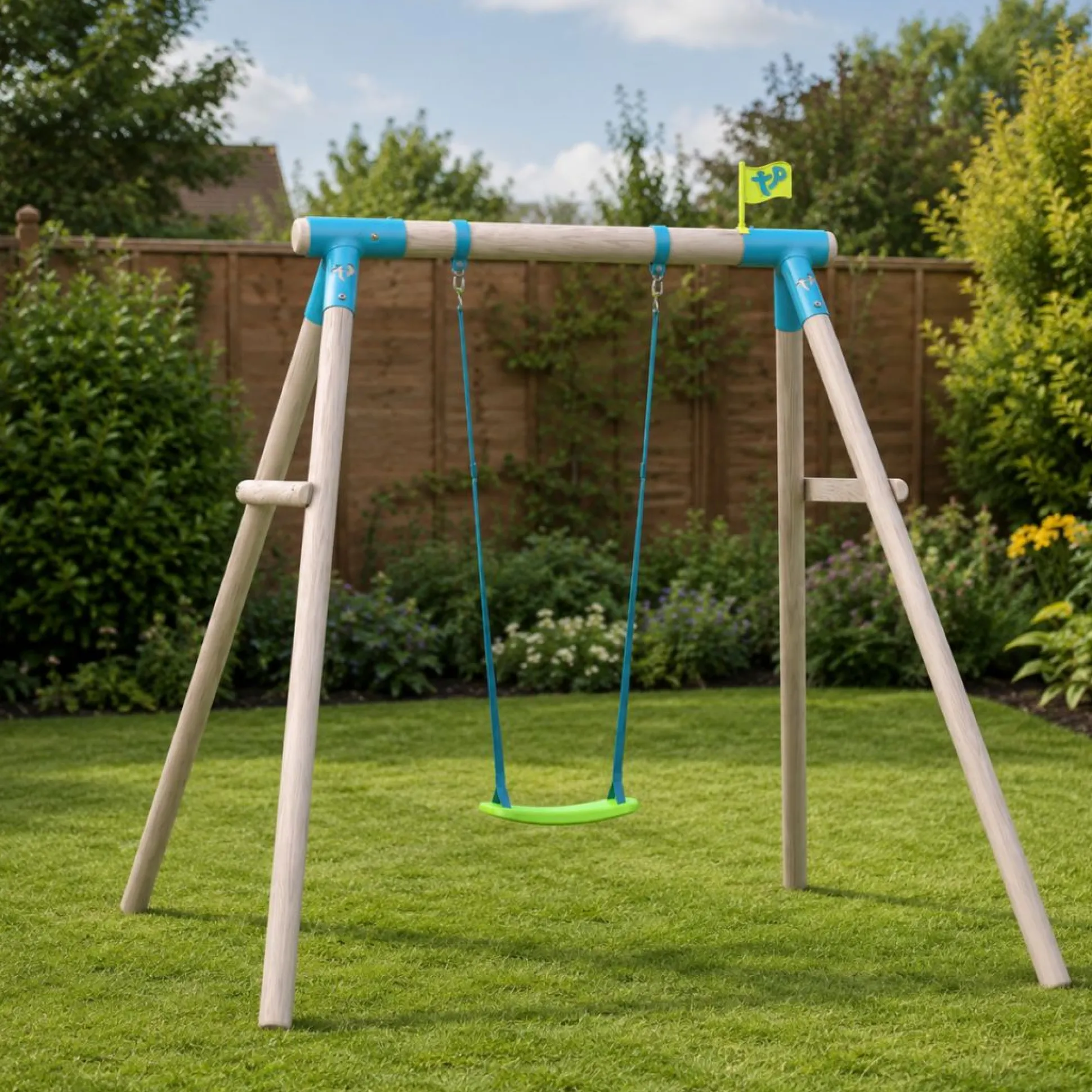 TP Sherwood Single Wooden Swing Set - PEFC certified