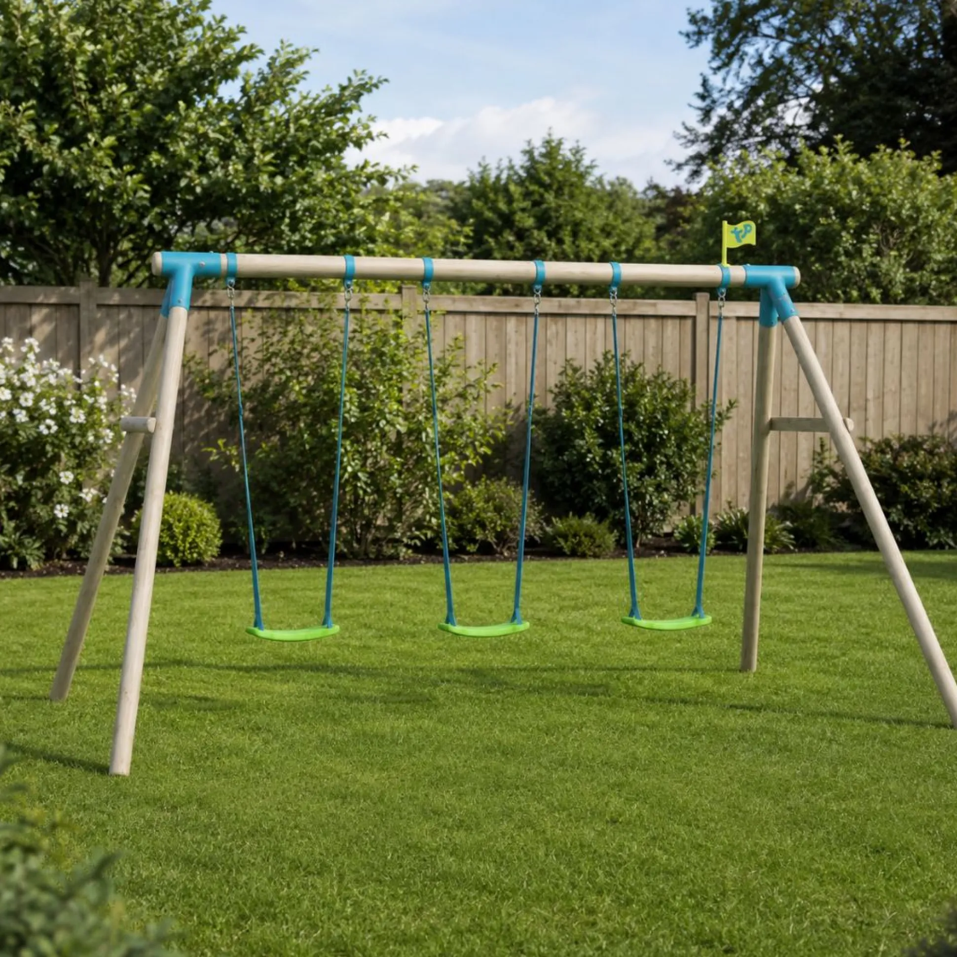 TP Sherwood Triple Wooden Swing Set - PEFC certified