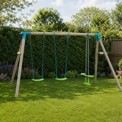TP Sherwood Triple Wooden Swing Set with Glide Ride - PEFC certified