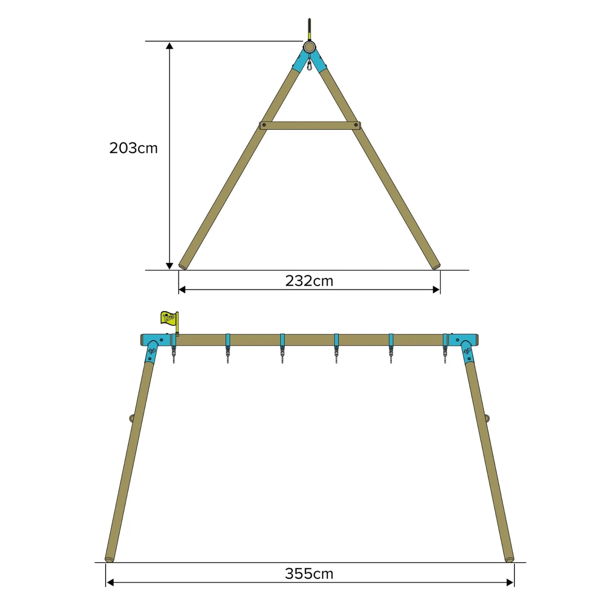 TP Sherwood Triple Wooden Swing Frame - PEFC certified