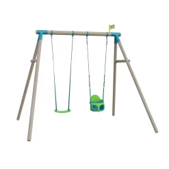 TP Sherwood Wooden Double Swing Set with Rapide Seat & Quadpod - PEFC certified