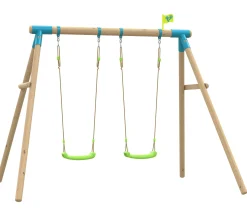 TP Sherwood Wooden Double Swing Set with 2 Roped Rapide Seats - PEFC certified